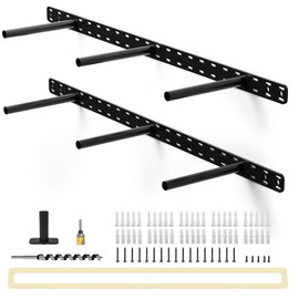2pcs Floating Shelf Bracket Heavy Duty Decorative Floating Shelf Hardware Black Hidden Shelving Brackets for Wall,Floating Mantel Bracket for Over Fireplace (34X8X1.5 inch (for 2"-3.5" Thick Shelf)