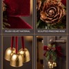 4 Pack Christmas Bow Ornaments with Jingle Bells, Pine Cone
