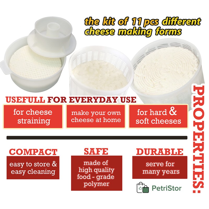 11 pcs Cheese Making Kit Beginners - Soft Cheese Molds