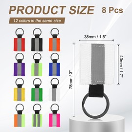 PATIKIL 8 Pcs Reflective Keychain, Reflective Strips High Visibility Safety Keychain Tags Lanyards Pendants Bright Zipper Pulls Waterproof for Backpack Running Cycling, White
