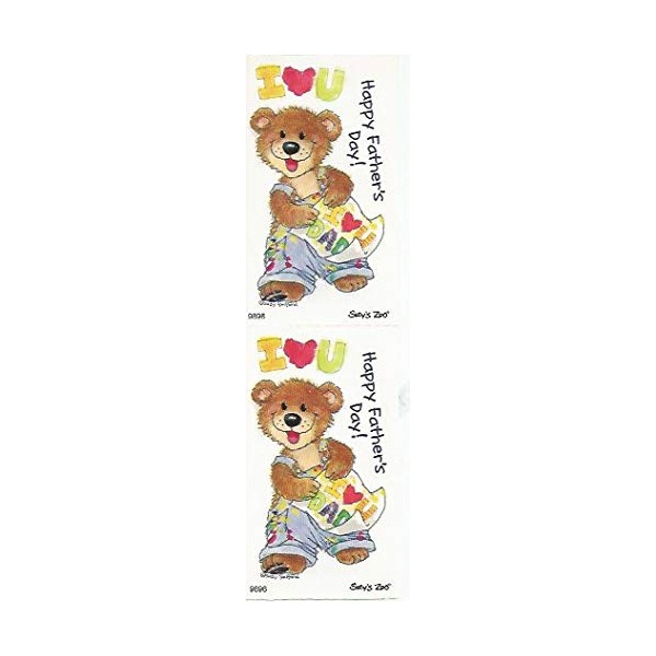 Suzy's Zoo Happy Father's Day Bear Sticker 7 inches by 2 inches