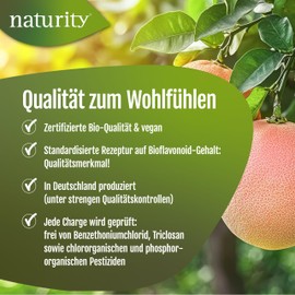 naturity NATURITY Bio Grapefruitkernextrakt, 1200 mg Bioflavonoide/100 ml, zertifizierte Bio-Qualität, vegan und in Deutschland hergestellt, leicht und sauber anzuwenden