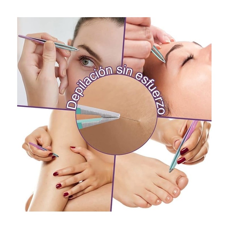 Triko Set 7 Pinzas para Cejas, Kit Profesional Acero Inoxidable,