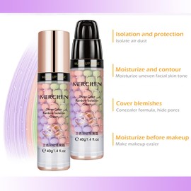 Miaritick Primer for Face before Makeup, Isolation Cream, One Step Makeup Primer, Correcting and Brightening Primer, Oil Control Moisturizing Face Primer Set, Comes with 2 pcs Sponge Puffs