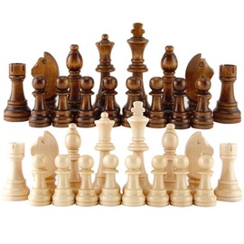 32PCS Wooden International Chess Pieces with No Board, Portable International Chess Pieces Tournament Staunton Chess Pieces Entertainment Board Game Set