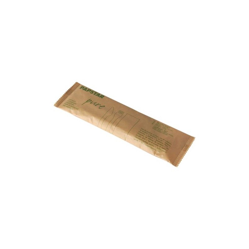 VEPATIM 50 Einweg Holzbesteck Set Messer Gabel Serviette natur einzeln