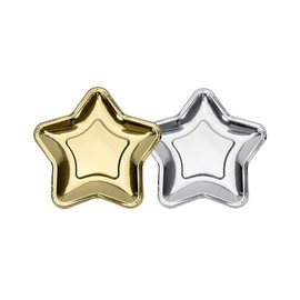 JIHUOO 20 piatti di carta a forma di stella, piatti da portata per feste, piatti di carta per alimenti, piatti per cena, torte, antipasti, dessert, matrimoni, picnic, piatti dorati