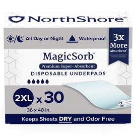 NorthShore MagicSorb, 36 x 48, 96 oz., Super-Absorbent Extra Long Underpads, 2XL, Case/30 (5/6s)