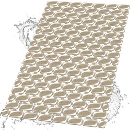 XIYUNTE Upgrade Shower Mat Non Slip Bathtub Mat, 27''x16'' Soft and Comfortable Anti Slip Shower Mat, Eco-Friendly TPE+PP Bath Tub Mat with Powerful Suction Cups, Machine Washable, Easy to Cut, Brown