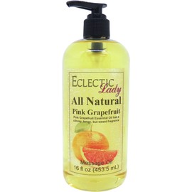 All Natural Pink Grapefruit Massage Oil, 16 oz, 100% Natural Ingredients with Sweet Almond & Jojoba Oil, Relaxing Scent for Men & Women