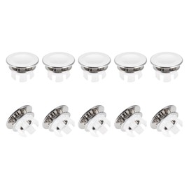 DTGN 33x20mm(DxT) Sink Overflow Cover - 12Pack - Good for Bathroom Kitchen Sink - Plastic Basin Trim Insert in Hole Round Caps - Silver Tone