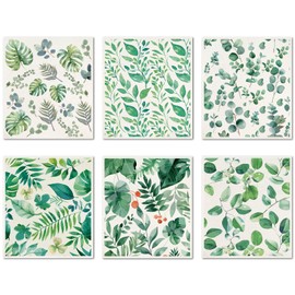 CREATCABIN 6Pcs Swedish Dishcloths for Kitchen Reusable Swedish Dish Towels Absorbent Swedish Dish Rags Washable Sponge Cleaning Cloths Quickly Drying Kitchen Dish Cloths Green Leaves 7.6 x 6.7 Inch