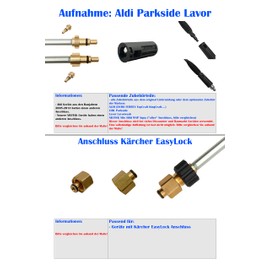 Bayonet Adaptor for Use with Aldi Duro Ferrex Topcraft KingCraft Parkside Accessories on Devices with Kärcher EasyLock Connection