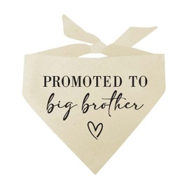 Promoted to Big Brother Dog Bandana | 100% Unbleached Cotton Adjustable Triangle | Pregnancy Announcement | New Baby Made in USA | Natural One Size (691)
