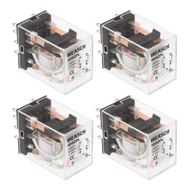 Weasch 4Pcs Electromagnetic Power Relay, HH52PL, DPDT, 8 Pin, AC 12V Coil, with LED Indicator Light (4)