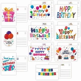 100 Pack Happy Birthday Cards Bulk - 10 Unique Designs 4x6 Inch Blank Greeting Cards for Women, Men, Kids & Seniors, Perfect for Parties & Gifts