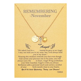 TGOLM Miscarriage Gifts for Mothers Memorial Footprint Guardian Angel Pendant Necklace for Mom November Birthstone Crystal Condolence Gift