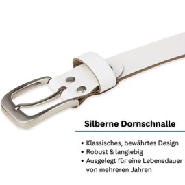 Frentree Leather Belt Made in Germany, Belt for Men and Women, 3 cm Wide, Various Colours, White