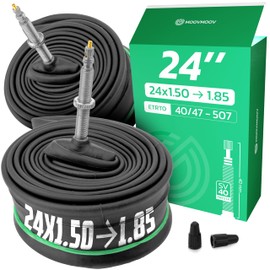 Bicycle Inner Tube 24 x 1.50 > 1.85 (ETRTO 40/47-507) x2 - Presta Valve 40 mm with Removable Core - Compatible with Children's Bikes/VTC 24 Inch - High Resistance and Elasticity MOOVMOOV