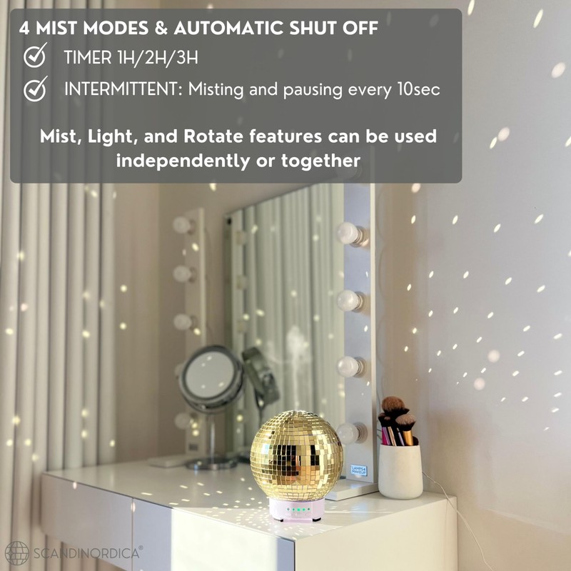 Disco Ball Diffuser Rotating - Essential Oil Diffuser with Whisper