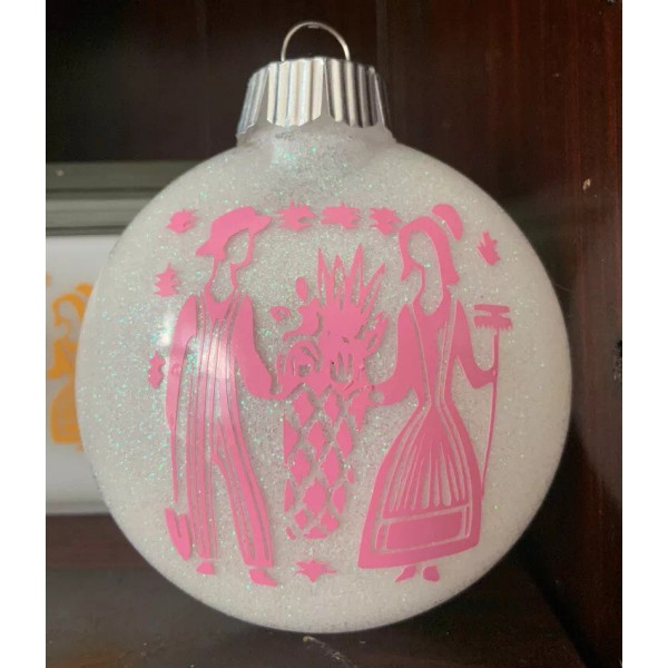 Pyrex Pink Butterprint Inspired Ornament