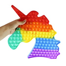 Curious Minds Busy Bags Jumbo Unicorn Head Animal Theme Bubble Pop Fidget Toy - Cute Silicone Push Poke Bubble Wrap Fidget Toy - Press Bubbles to Pop - Bubble Popper Sensory Stress Toy OT