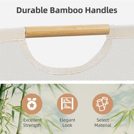 STORAGE MANIAC 3-Pack Large Laundry Hamper, 80L (21.1 Gal) Collapsible Laundry Basket with Bamboo Handles, Freestanding Waterproof Clothes Hamper for Laundry Room, Bedroom, Dorm, Towels, Toys, Beige