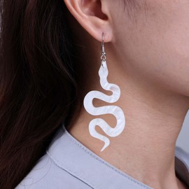 TseenYi Acrylic Snake Dangle Earrings Gothic Black Snake Drop Earrings Exaggerated Sank Hook Earrings Resin Snake Dangle Earrings Large Snake Long Earrings for Women, Zinc, No Gemstone