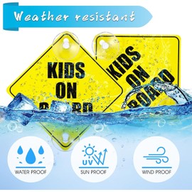 Caremore Baby on Board Car Warning, Kids on Board Car Sign, Yellow Warning Sign with Suction Cups,Waterproof and reusable, Pack of 2