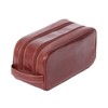 Mens Real Leather Wash Bag Shaving Kit Toiletries Travel Overnight