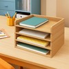 Prolee Stackable Paper Tray,Wooden Paper Organizer for Desk with 4