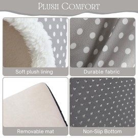 HeNdShe Guinea Pig Hideout and Play Tunnel Set, Washable Fleece Bed for Dwarf Rabbits, Bunnies, Chinchillas, Small Animal Toys - Grey Dot