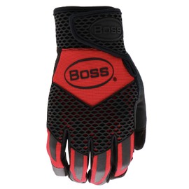 Boss Men's Extra Protection High Performance Work Glove, Reinforced Palm Patch, Touchscreen Technology, Honeycomb TPR, X-Large, Red/Black, (B52061-XL)