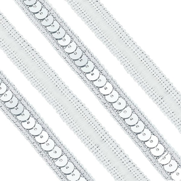OLYCRAFT 10m Silver Sequin Ribbon Trim 13mm Wide Sequin Braid