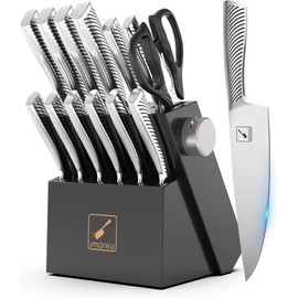 imarku Knife Set with Block for Kitchen,14-Piece High Carbon Stainless Steel Knife Set, One-piece Dishwasher Safe Kitchen Knives Set.