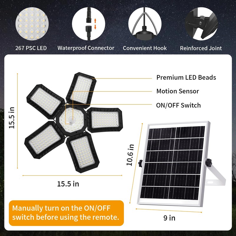 Solar Light for Shed with Constant On & Motion Activated