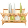 Tefola Bamboo Dish Drying Rack, 2-Tier Foldable Design with Utensil