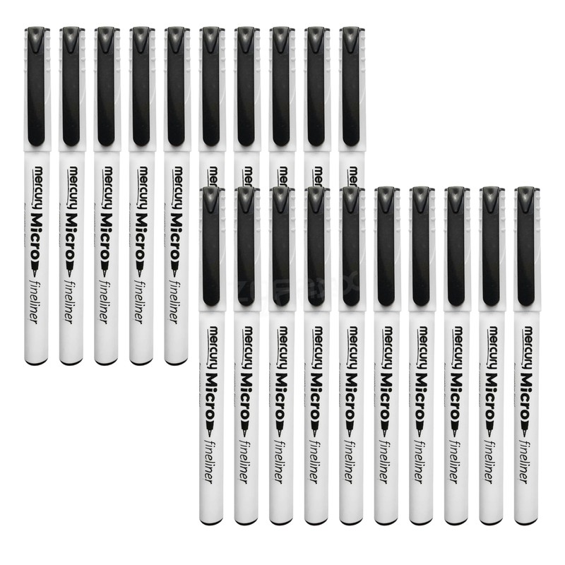 MERCURY Micro Fineliner Pens, BLACK, Ultra Fine Point (0.3mm), Pack