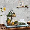 Beautiful Farmhouse Slightly Distressed Two Tier Brown Wood Decorative Tray