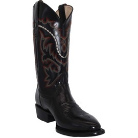 Western Shops Mens Genuine Leather Chameleon Design Western Cowboy Boot (8.5, Black)