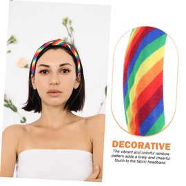 FRCOLOR Rainbow Pattern Knotted Headband for Women Trendy Fabric Hair Accessory in Red Green Orange for Fashion and Everyday Wear