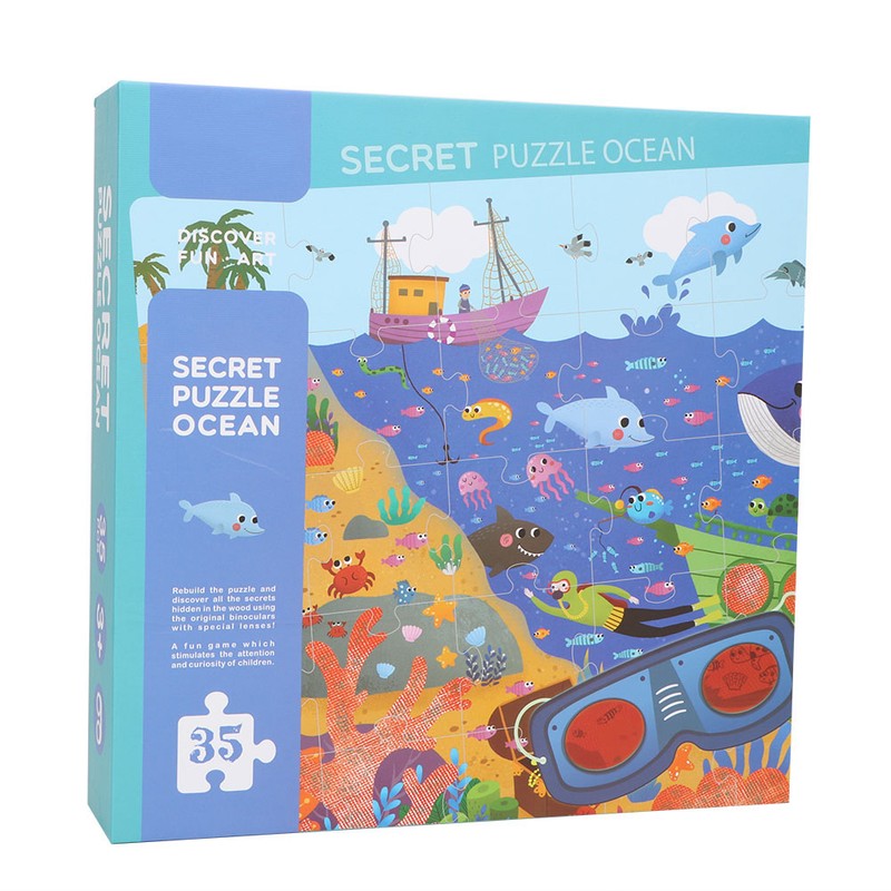 Cartoon Ocean Forest Puzzle Building Blocks Educational Toy Set with