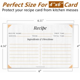 4x6 Recipe Card Protectors, 105 PACK Thick Recipe Card Covers Clear with 56 Divider Labels, Plastic Recipe Card Sleeves 1 Pockets Per Page Fit into 4 x 6 Recipe Box and Recipe Cards Holder