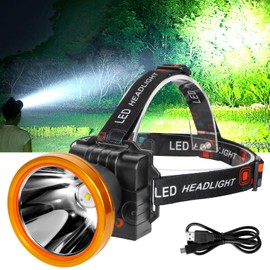 Lokilo Ultra-Bright LED Headlamp,High Lumen Rechargeable and Waterproof Headlight with Adjustable Headband for Night Work and Outdoor Use (Golden-Yellow Light)