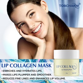 Lip Sleeping Mask (20g), Collagen Lip Mask Overnight, Lip Plumper with Hyaluronic Acid, Peptide Complex Lip Balm for Lip Wrinkle Repair and Plumping, Natural Hydration for Smooth Lips