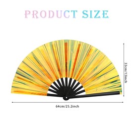 Large Folding Fan Rave Hand Fan Chinese Kung Fu Tai Chi Craft Fan for Men Women Wedding Festival Birthday Party Decorations Dance Performance (1, Laser - White)