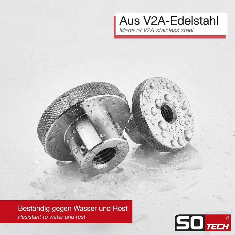 Set of 4 SOTECH Knurled Nuts M5 Stainless Steel V2A