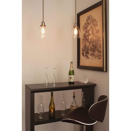 Kira Home Porter 8" Vintage Industrial Pendant Light + Mini Glass Shade, Dimmable, Adjustable Height, Brushed Nickel Finish