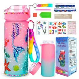 AMFUN Decorate Your own Water Bottle Kids,Mermaid Gifts for Girls,DIY Water Bottle Arts and Crafts for Kids Age 4-10,Ideal Gifts for Boys Girls Kids Birthday and Christmas (Mermaid 600ml)