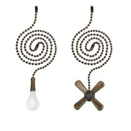 Ceiling Fan Pull Chain, 2 Pieces 3mm Diameter Beaded Ball Fan Pull Chain,24 Inches Fan Pulls Set with Connector (Antique)
